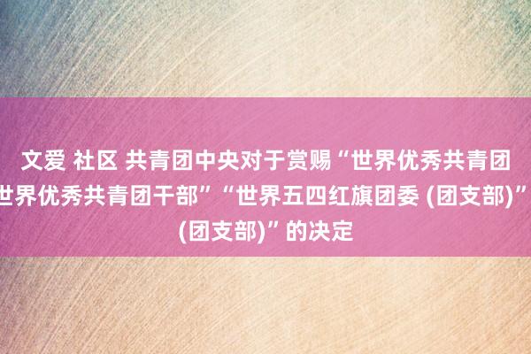 文爱 社区 共青团中央对于赏赐“世界优秀共青团聚”“世界优秀共青团干部”“世界五四红旗团委 (团支部)”的决定