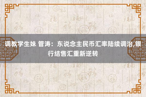 调教学生妹 管涛：东说念主民币汇率陆续调治，银行结售汇重新逆转